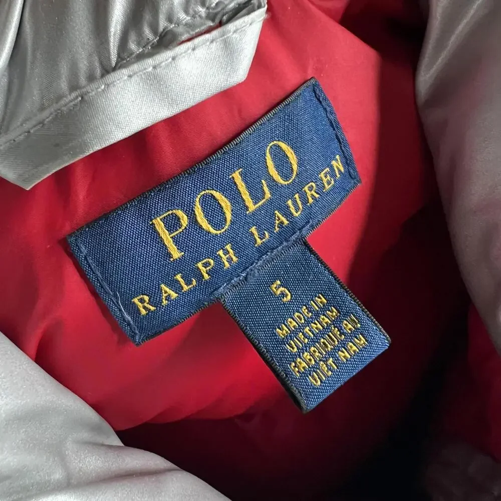 Polo Ralph Lauren Jacket Kids‎ 5 Black Silver Down Puffer Polo Bear Colorblock
